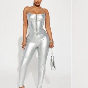 Silver Women's Corset Top